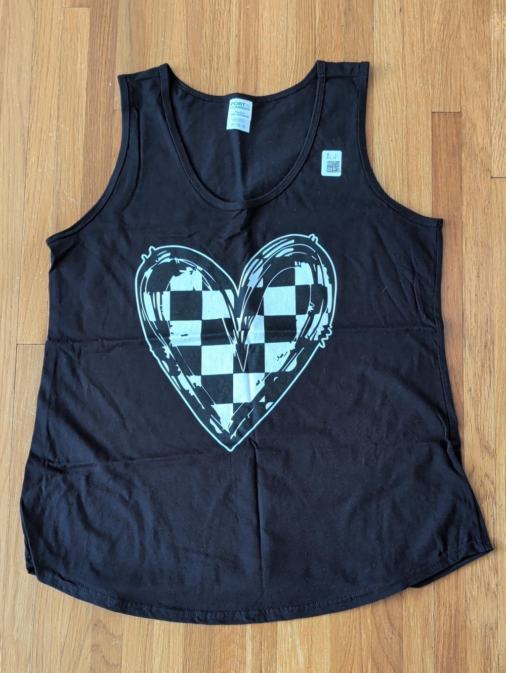 NWT Women's Tank Top with Checkered Flag Heart